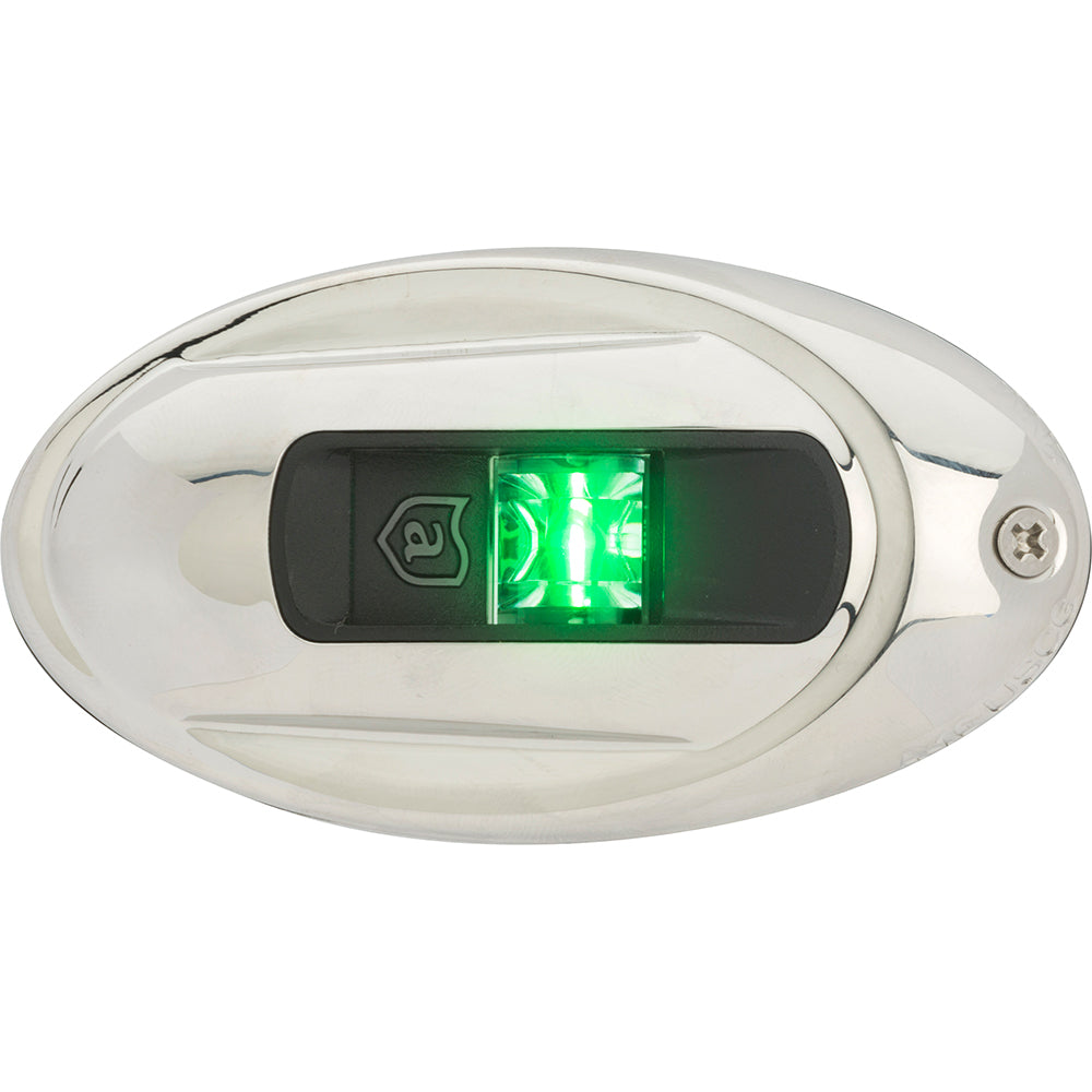 Attwood LightArmor Vertical Surface Mount Navigation Light - Oval - Starboard (green) - Stainless Steel - 2NM [NV4012SSG-7]