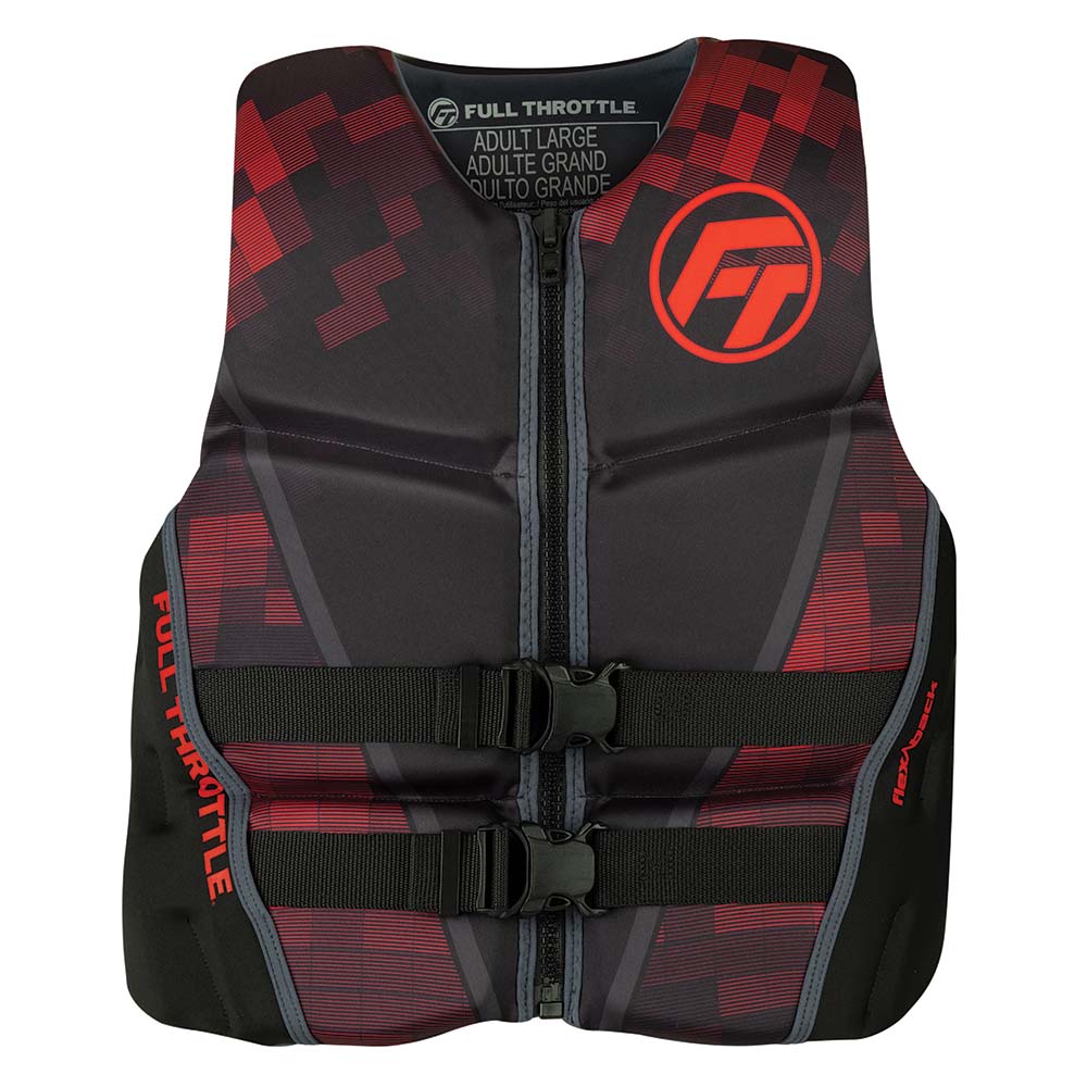 Full Throttle Mens Rapid-Dry Flex-Back Life Jacket - M - Black/Red [142500-100-030-22]